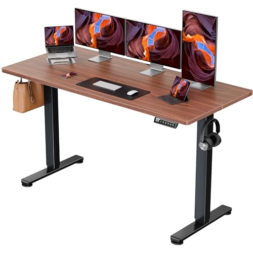 ErGear Height Adjustable Electric Standing Desk, 48 x 24 Inches Sit Stand up Desk, Memory Computer Home Office Desk with Two-Piece Desktop (Walnut)