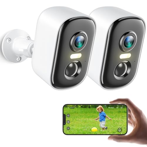 Outdoor Security Camera Wireless, 2K Battery Powered WiFi Cameras for Home Security with AI Motion Detection, Color Night Vision, Siren Alarm
