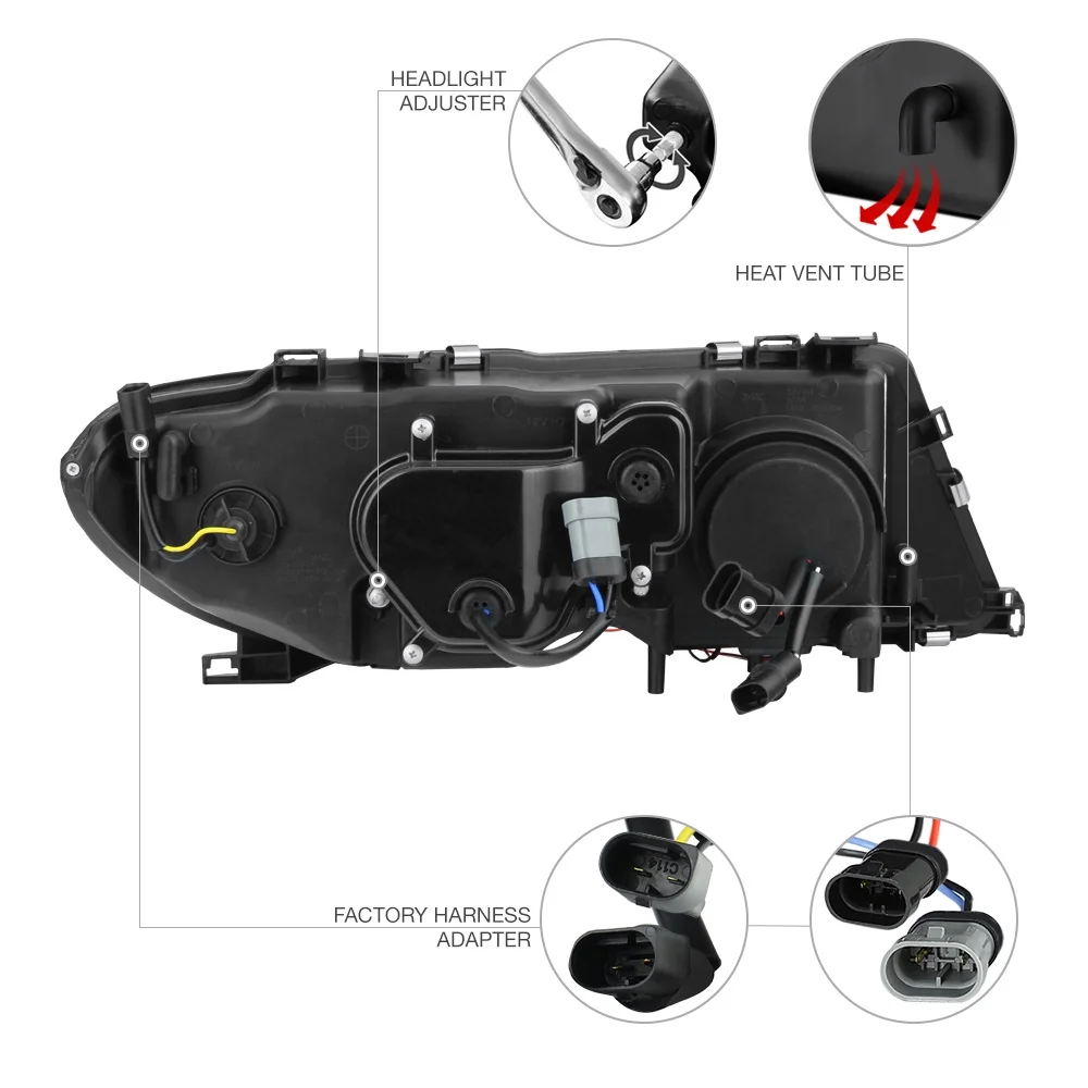 VIPMOTOZ For 2003-2006 BMW E46 Coupe 325CI 330CI LED Halo Headlights Headlamps, Driver and Passenger Side