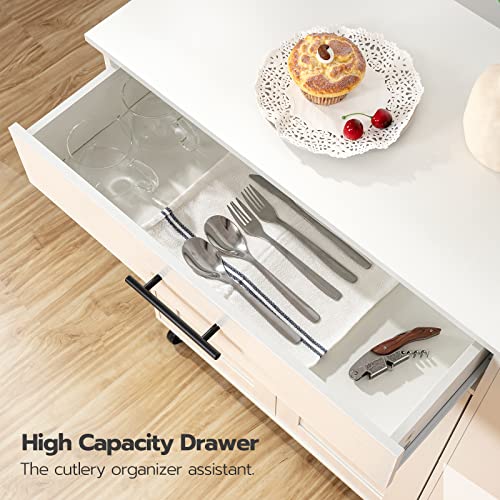 HOOBRO Kitchen Island with Power Outlet, Kitchen Storage Island with Spice Rack and Drawer, Rolling Kitchen on Wheels, for Home, Dining Room