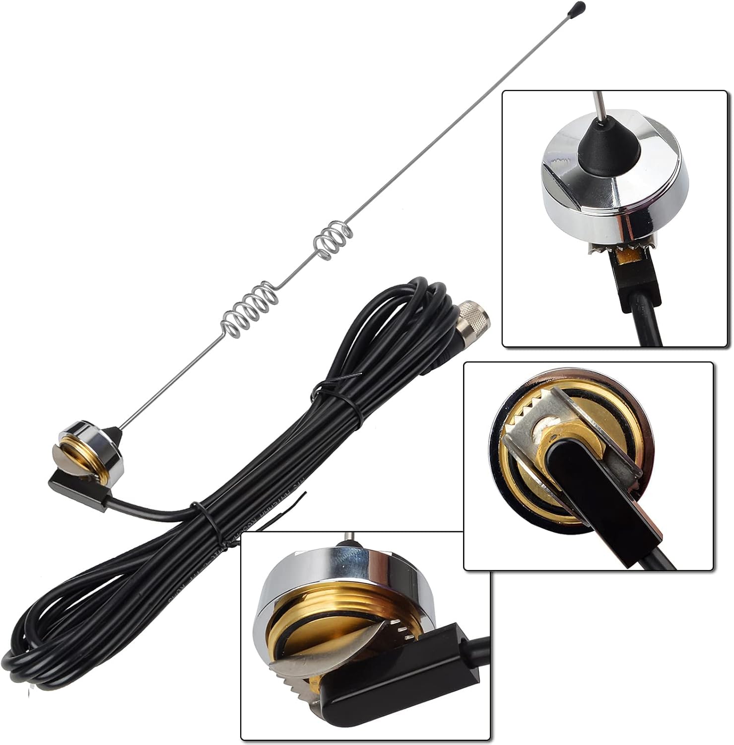 HYS Amateur Dual-Band NMO 17.13 inch Antenna VHF 144Mhz & UHF 430MHz for 2 Meter 70 Centimeters Mobile Radios w/ 13ft RG-58 Coax Cable PL-259 UHF