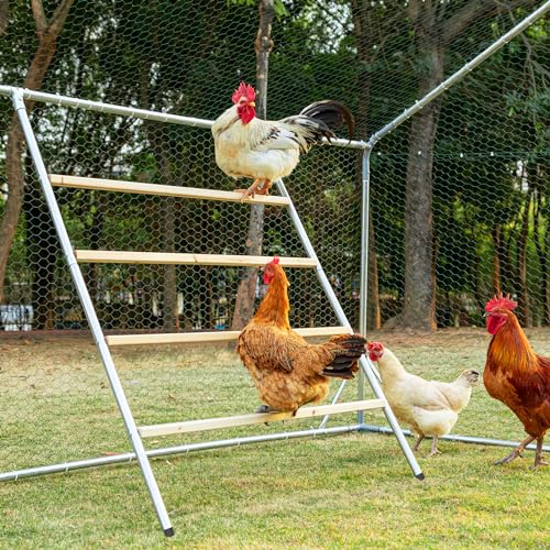 PETSFIT Chicken Coop Run with Anti-Rust Durable Steel, Large Walk-in Poultry Cage Chicken Runs for Yard with Cover, Chicken Pen for Outdoor Farm Use