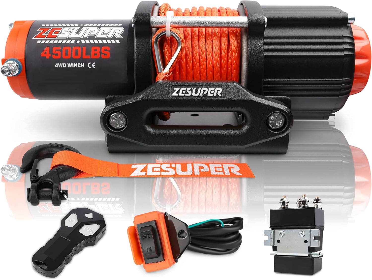 ZESUPER 4500-lb Waterproof Winch Electric Winch Kit, Waterproof IP67 Electric Winch with Hawse Fairlead