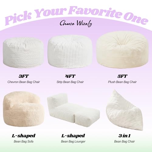 Hobestluk 3 in 1 Bean Bag Chair Giant Bean Bag Chairs Convertible Bean Bag Floor Cushion with Machine Washable Cover