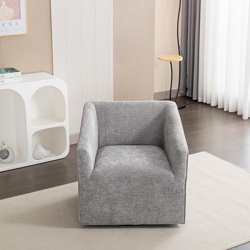 360 Swivel Accent Barrel Chair with Storage Ottoman & Headrest