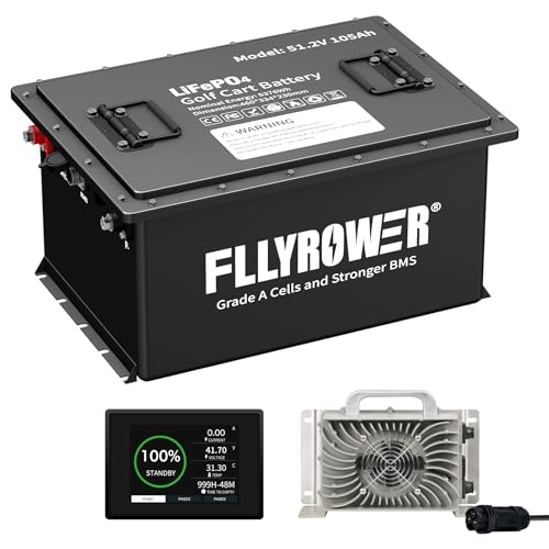 FLLYROWER 12V Lithium Battery 100AH With BMS and 16500 Deep Cycles 12V 100AH Lifepo4 Battery Grade A Cells for Marine Trolling Motor RV camping Solar