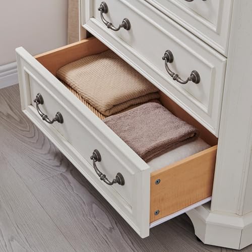 T4TREAM Farmhouse 5 Drawers Dresser for Bedroom, 48" Tall Wood Rustic Chest of Drawers with Natural Texture, Vintage Design