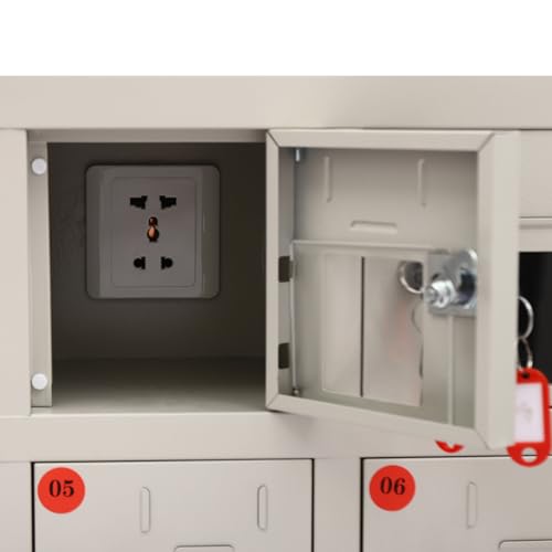 Cell Phone Locker 9 Bays Cell Mobile Phone Steel Locker with Charger Charging Station Cabinet and Key Lock for Classroom and Employees