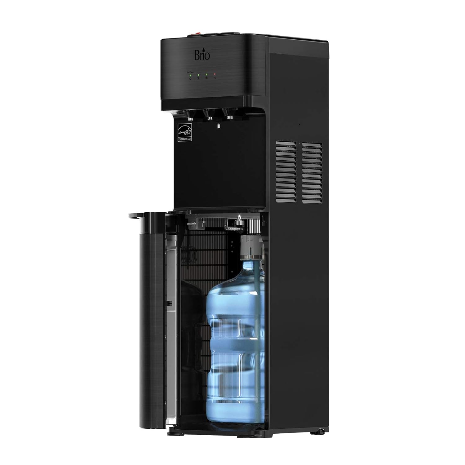 Brio Self Cleaning Bottom Loading Water Cooler Water Dispenser &ndash; Black Stainless Steel - 3 Temperature Settings - Hot, Room & Cold Water