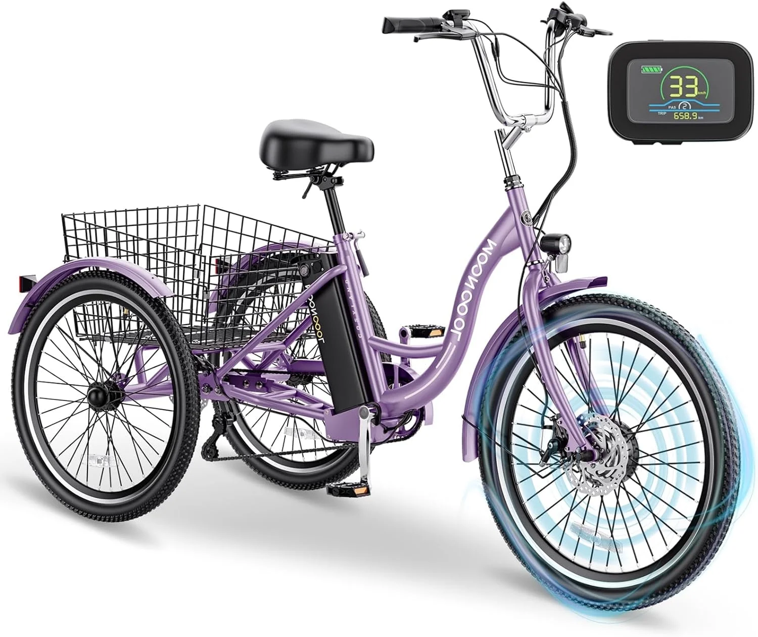 Mooncool 24 26 3 Wheel Electric Tricycle for Adults