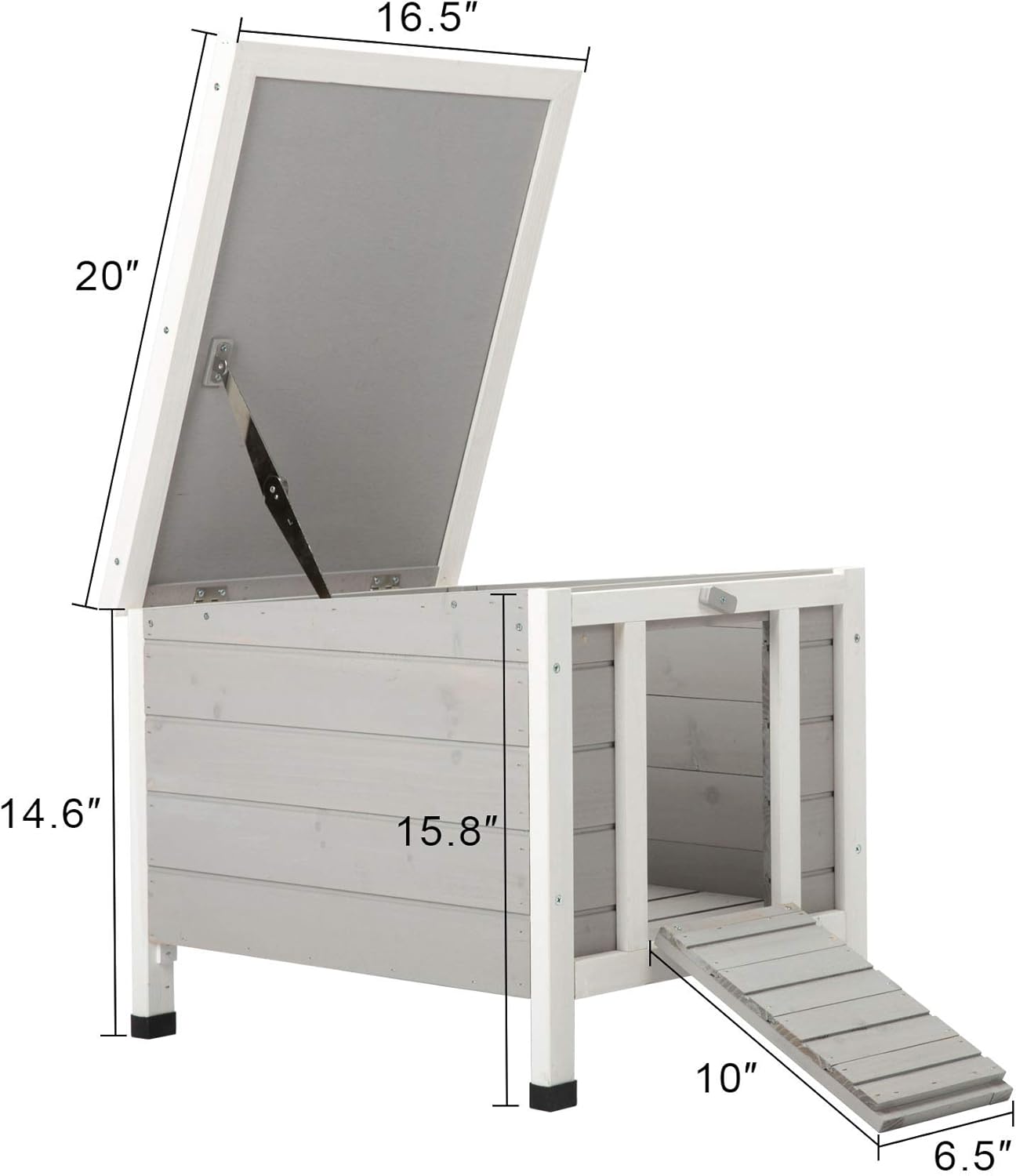 SNUGENS Topnotch Weatherproof Outdoor Wooden Bunny Rabbit Hutch Pet Cage Cat Shelter in White