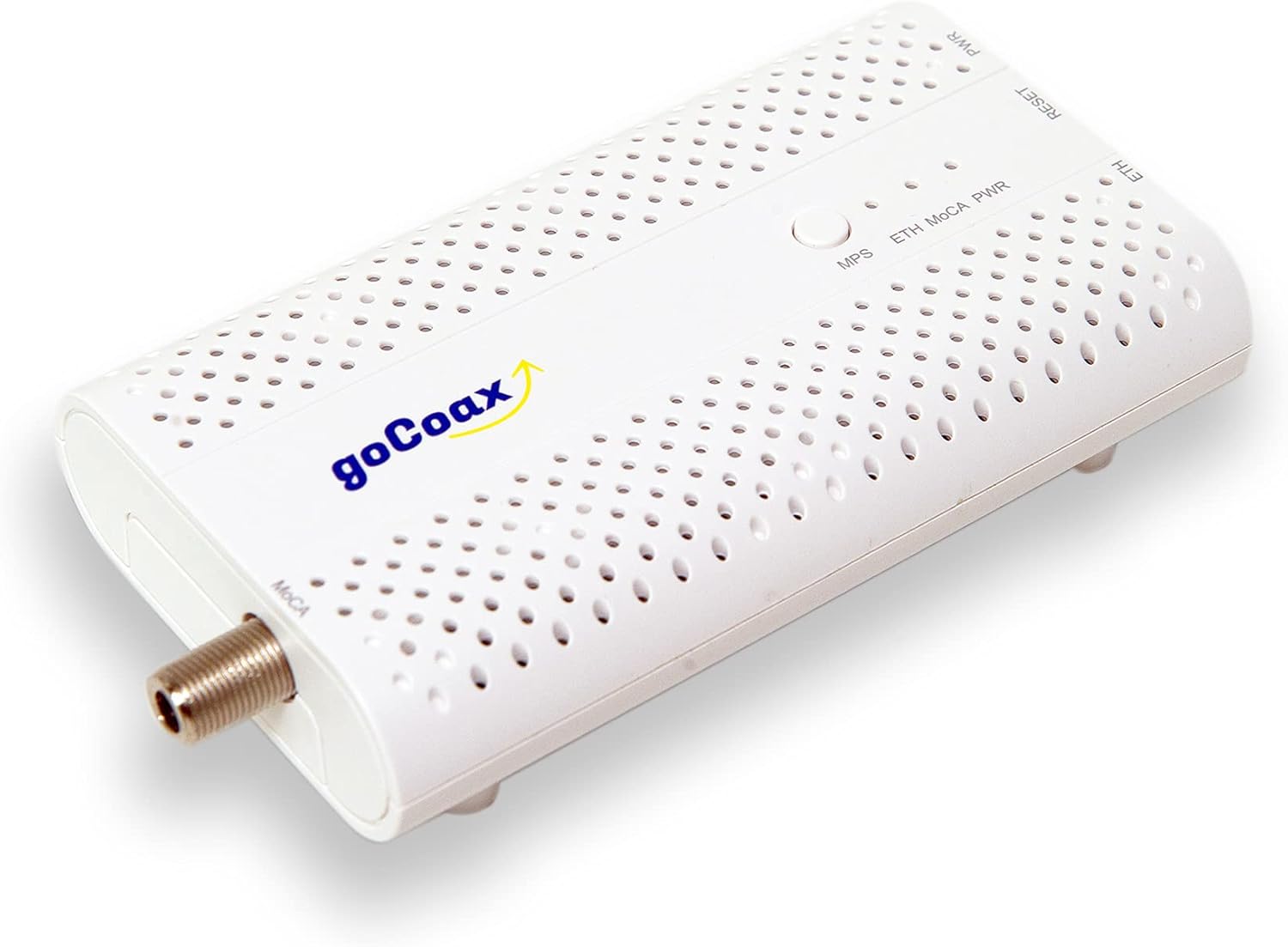 goCoax MoCA 2.5 Adapter with 2.5GbE Ethernet Port. MoCA 2.5. 1x 2.5GbE Port. Provide 2.5Gbps Bandwidth with existing coaxial Cables. White(Single