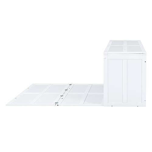 Full Size Murphy Cabinet Wall Bed With Storage and Bookcase Headboard, Solid Wood Cabinet With Shelves and USB Ports, Platform Floor for Home Office