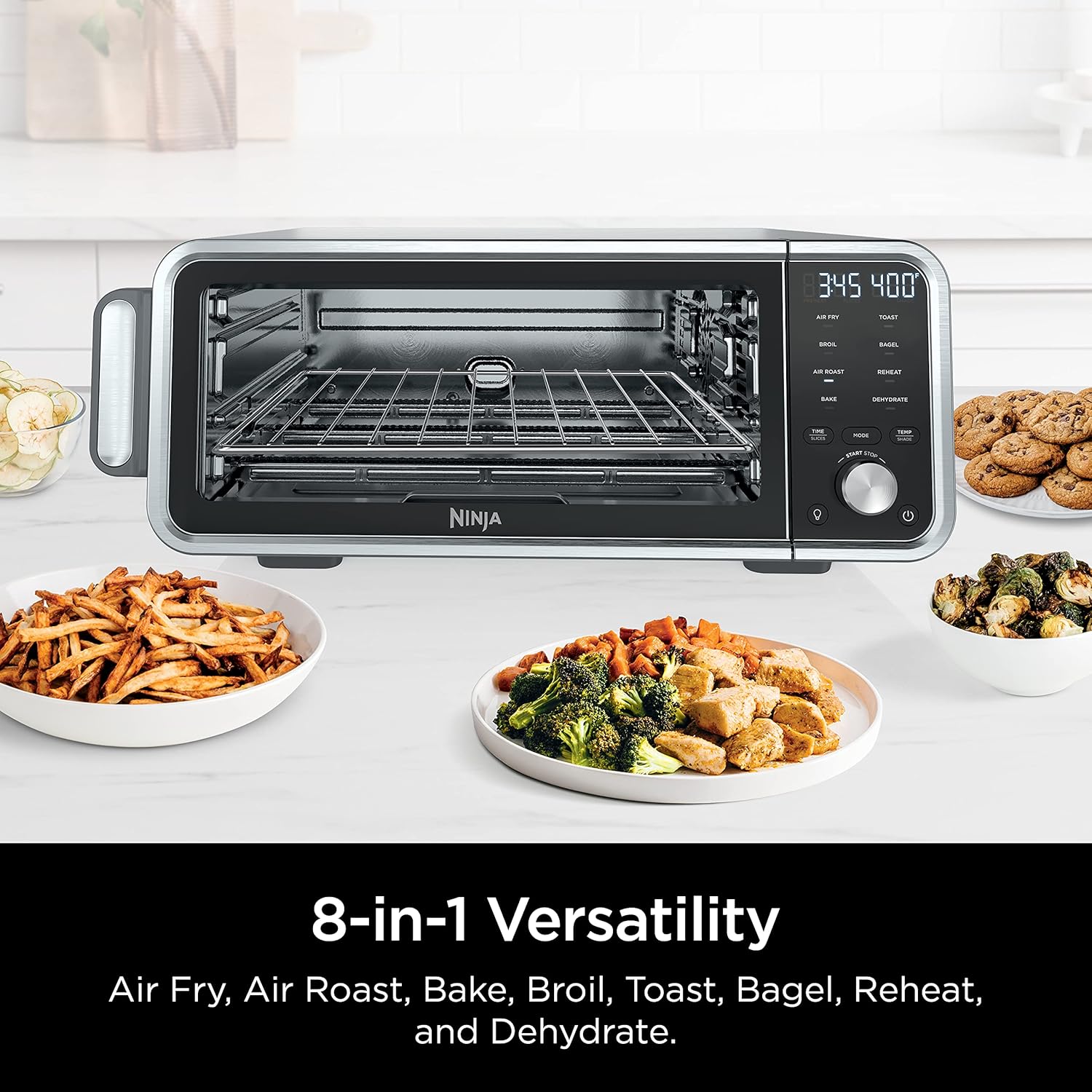 Ninja SP201 Digital Air Fry Pro Countertop 8-in-1 Oven with Extended Height, XL Capacity, Flip Up & Away Capability for Storage Space
