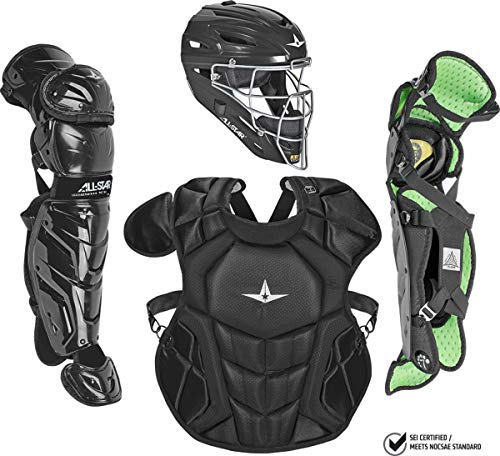 All-Star Catcher’s Gear Kit – Includes Helmet, Chest Protector & Leg Guards – Lightweight, Durable Baseball Protective Set, Meets NOCSAE