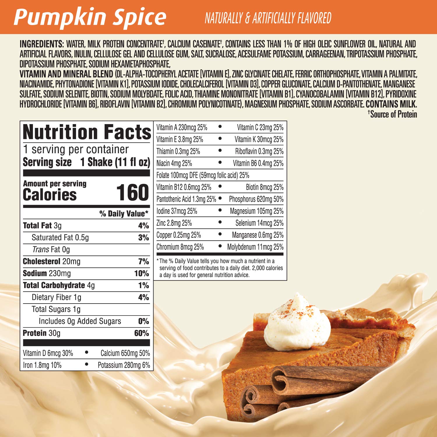 Premier Protein 30g Protein Shake, Pumpkin Spice, 11 Fl Oz, Pack of 4
