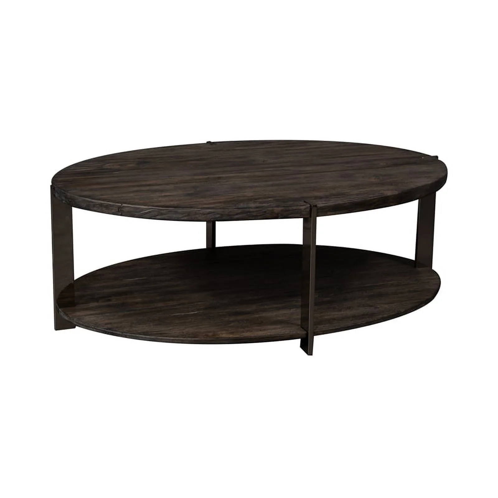 Pemberly Row Modern Wood Oval Cocktail Table in Mahogany