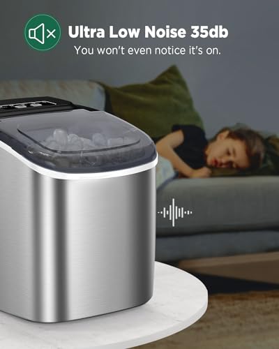 Nugget Ice Maker Countertop, Silonn Chewable Pellet Ice Machine with Self-Cleanin Function, 33lbs/24H Portable Ice Makers for Home Kitchen Officce