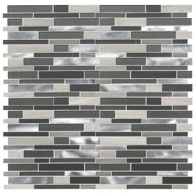 Urban Interlocking Pattern 12x22 x 12x22 Glass/Natural Stone/Metal Mosaic Tile in Gray MSI