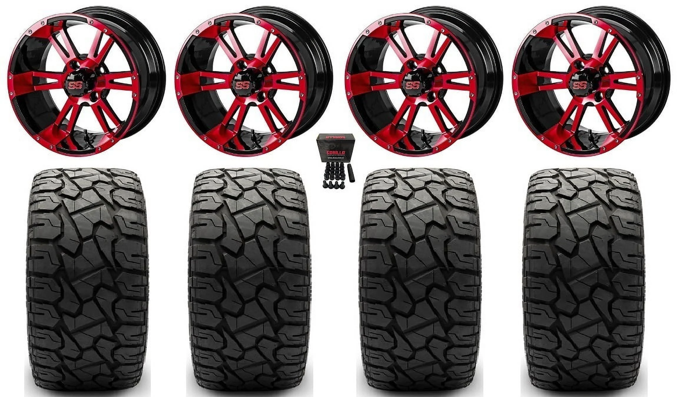 LSI Raptor 12" Golf Wheels Black/Red 23" X Comp X/T Tires Yamaha - Curated Treasures Market