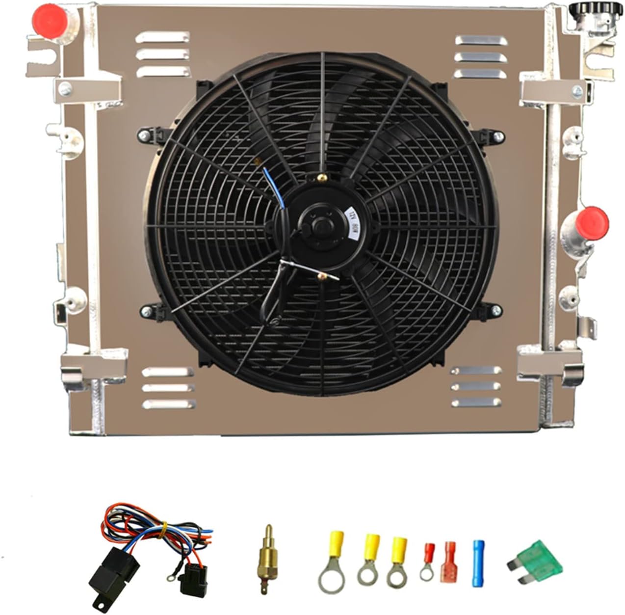 CoolingSnow All Aluminum Radiator Cooler for Jeep Wrangler JK 3.6L 3.8L V6 GAS 2007-2018 (Radiator Shroud Fan Relay Kits)