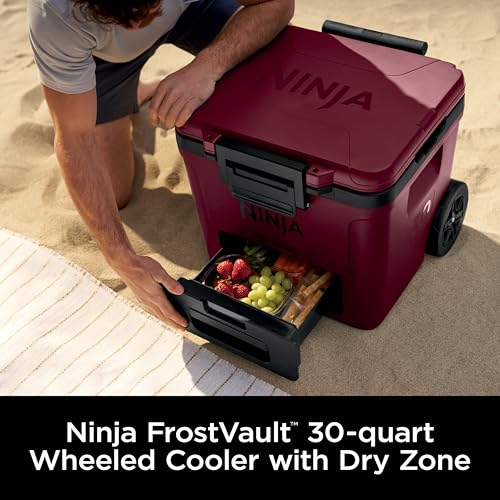 Ninja FrostVault 45qt Wheeled Cooler with Dry Zone, Integrated Fridge-Temp Dry Storage Drawer, Premium Heavy-Duty Insulated Cooler