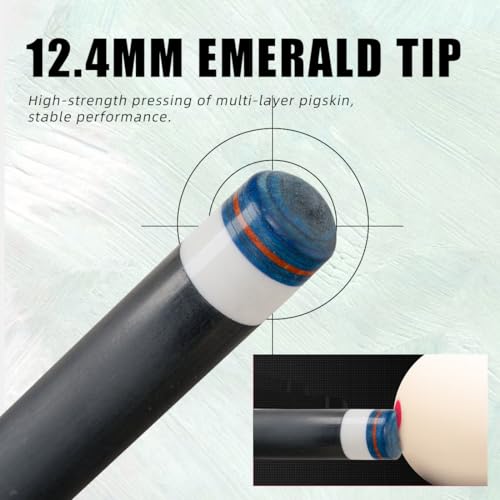 CRICAL Carbon Fiber Pool Cue Stick 58" Billiard Cue Sticks Professional Low Deflection Pool Sticks with 3/8 * 8 Pin Joint and 12.5mm Tip