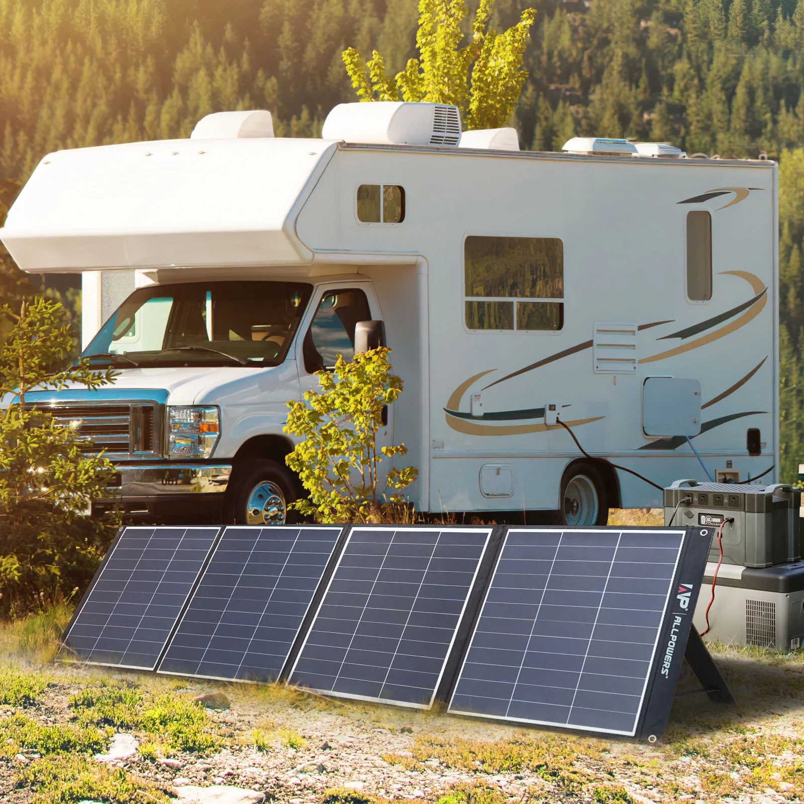 ALLPOWERS R2500 Portable Solar Generator Kit, 3 Pack 200W Monocrystalline Foldable Solar Panel with 2500Watt 2016Wh LiFePO4 Power Station