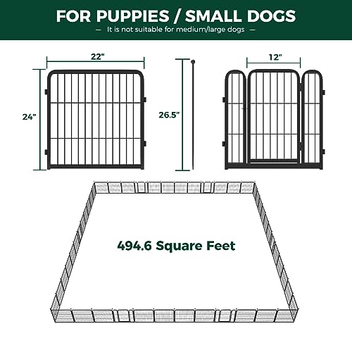 FXW Rollick Dog Playpen for Yard, RV Camping, 32 inch 16 Panels for Small and Medium Dogs│Patented