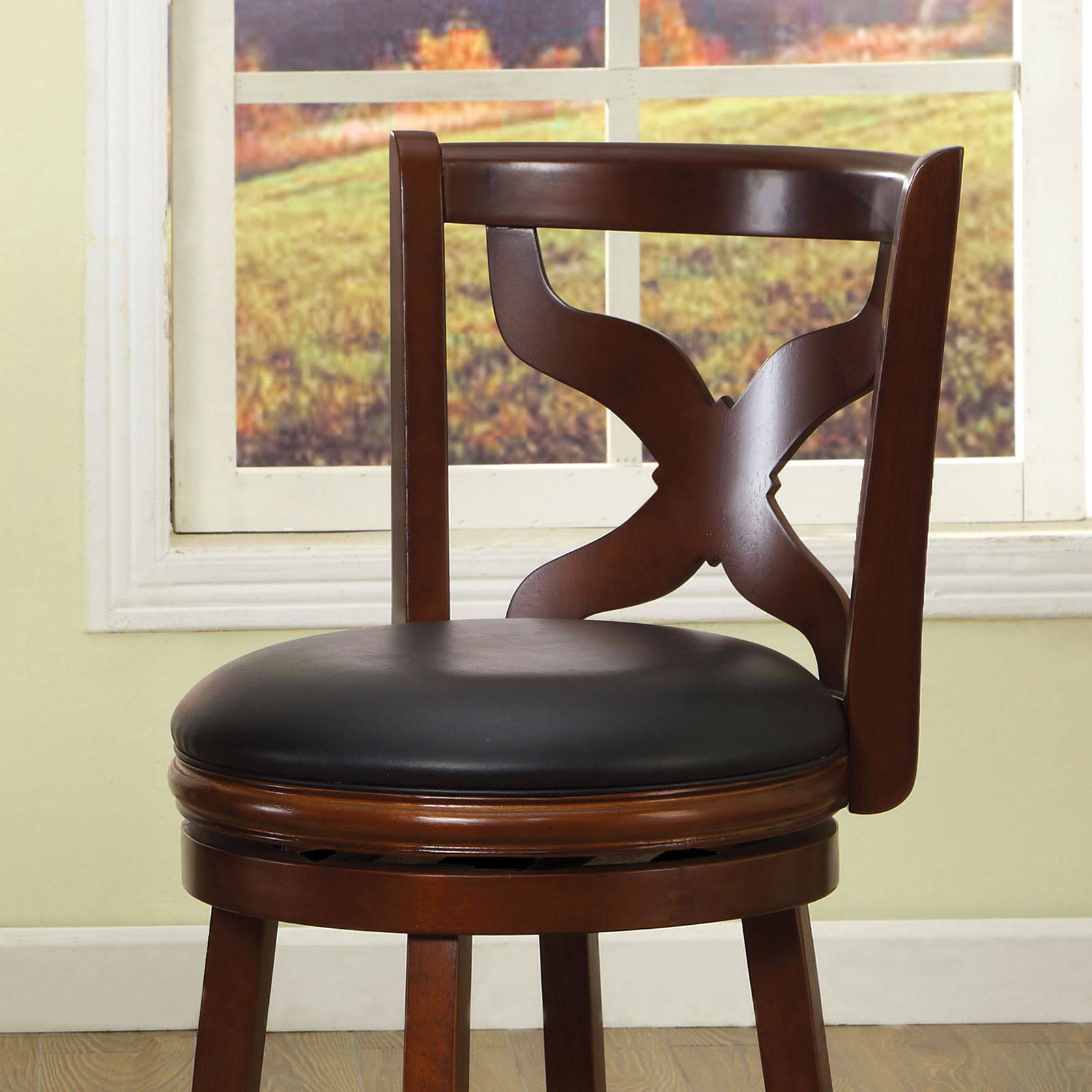 Furniture of America Baltic 24x22 Swivel Bar Stool - Dark Cherry