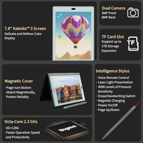 Bigme S6 Color + E-Reader 7.8'' E-Ink Screen ePaper Tablet 6G 128GB eBook Reader Notetaking Tablet with Stylus and Cover