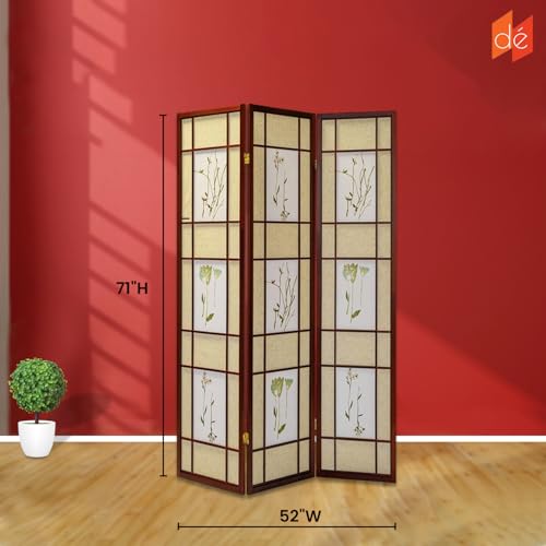 Legacy Decor 3 Panels Room Divider - Portable & Foldable Freestanding Room Privacy Screen - 71” Tall Botanical Floral Dressing Screen
