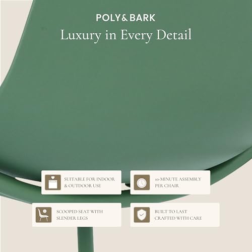 POLY & BARK Isla Modern Kitchen Chairs Set of 4 - Plastic Dining Chair with Metal Legs