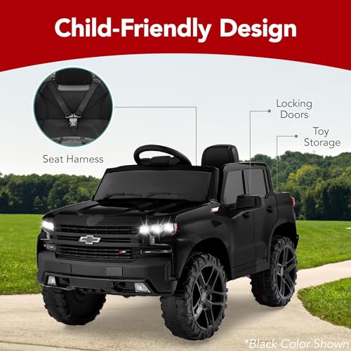 Best Choice Products 12V Licensed Chevrolet Silverado Ride On Truck, Electric Car Toy w/Parent Remote Control, Truck Bed Storage, Bluetooth Speaker