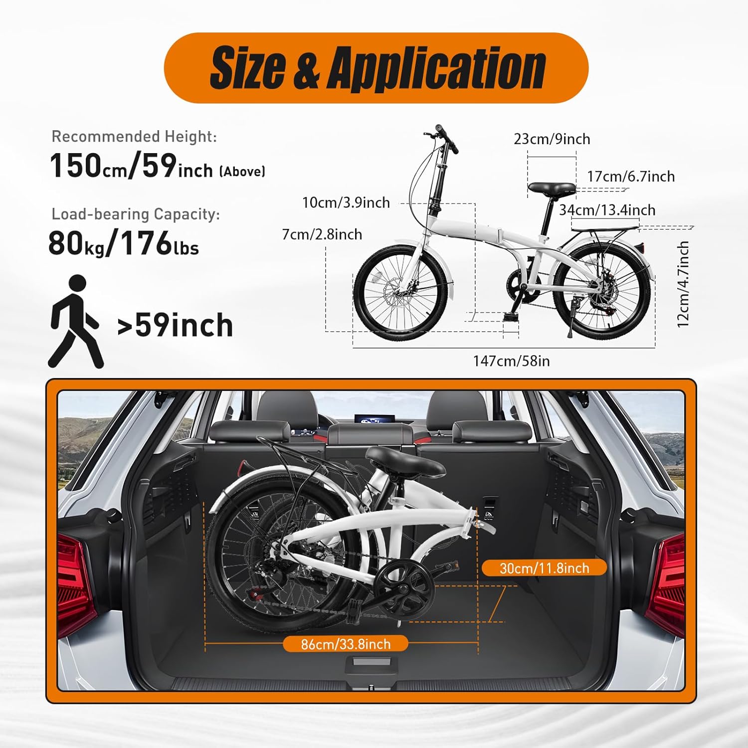 Foldable Bicycle,Folding Bike with 7 Speed Gears 20-inch Wheels Easy Folding City Bicycle with Disc Brake, Front and Rear Fenders…