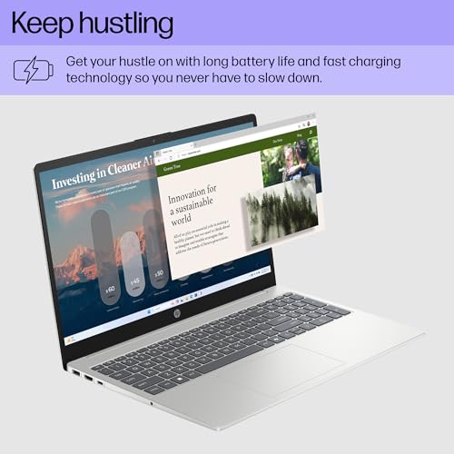HP 15.6 inch Laptop, HD Touchscreen Display, AMD Ryzen 3 7320U, 8 GB RAM, 256 GB SSD, AMD Radeon Graphics, Windows 11 Home, Natural Silver