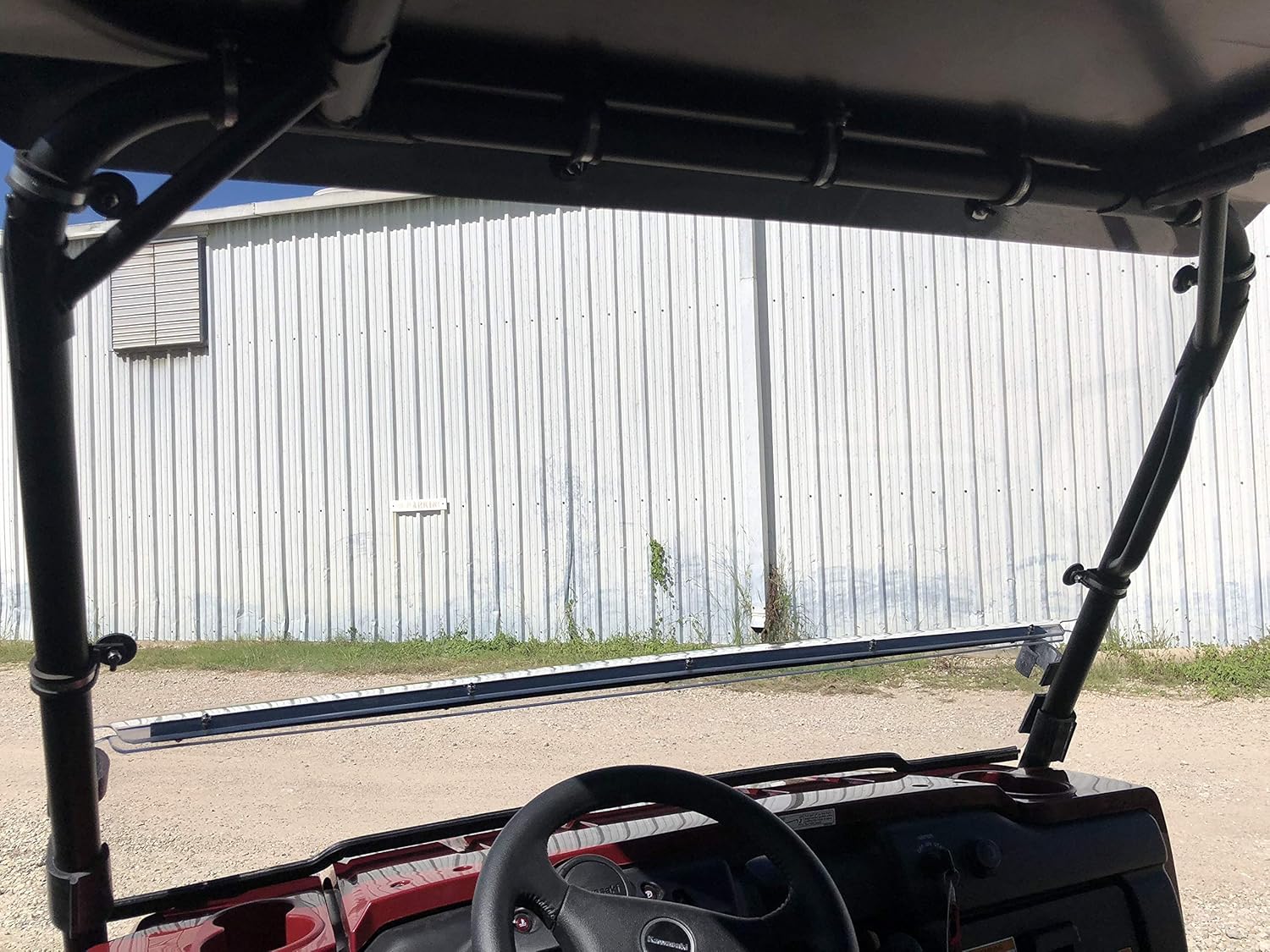 A&S AUDIO AND SHIELD DESIGNS 2009-2021 KAWASAKI MULE 4000,4010 TRANS 3/16 POLYCARBONATE FLIP UP WINDSHIELD