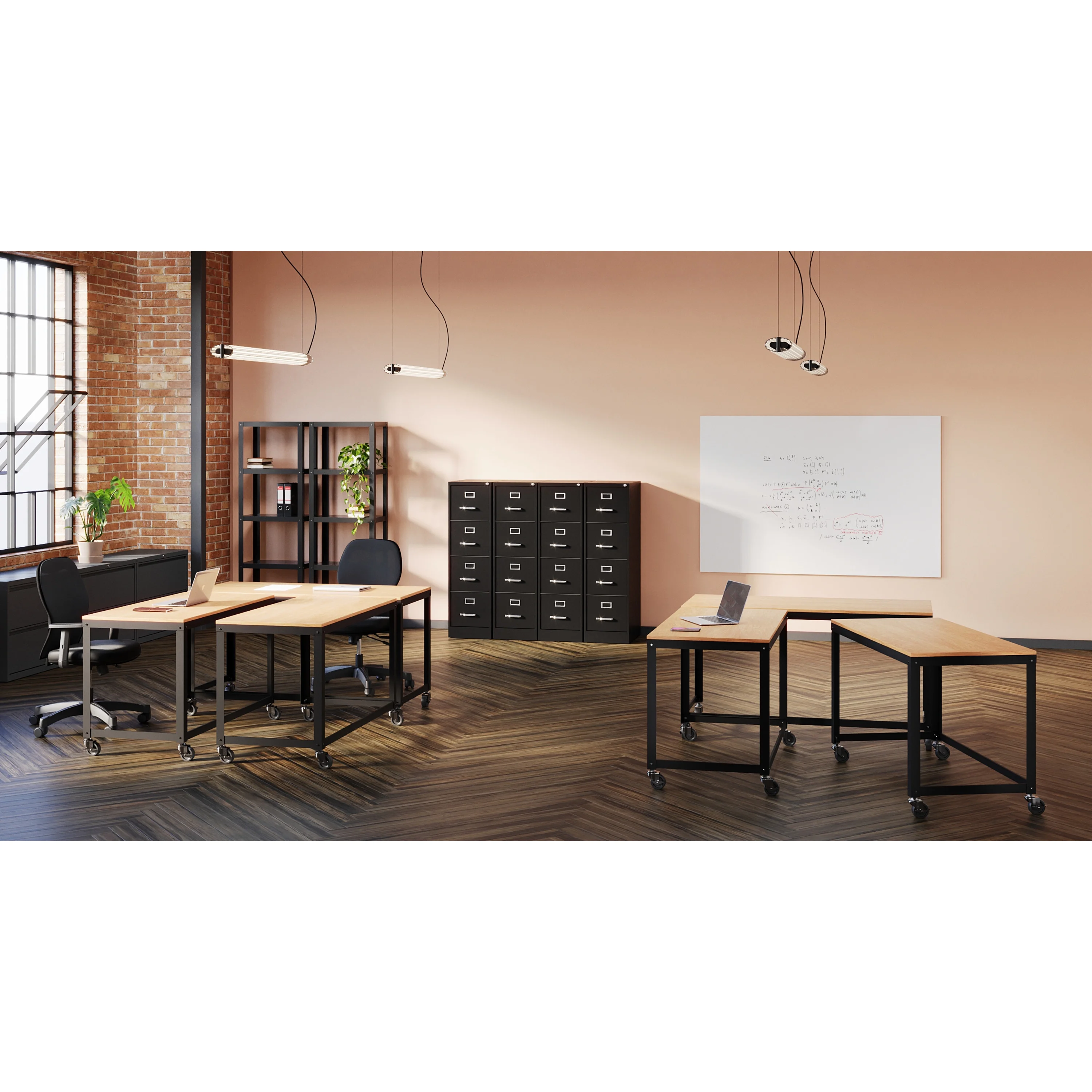 Hirsh 25" Deep 4 Drawer Letter Width Metal Vertical File Cabinet, Commercial Grade, Black