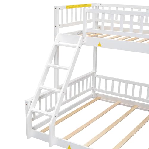 Ball & Cast Twin-Over-Twin Bunk Bed with Twin-Size Trundle and 3 Storage Stairs,Wood Bunkbed w/Full-Length Guardrails,Slat Support