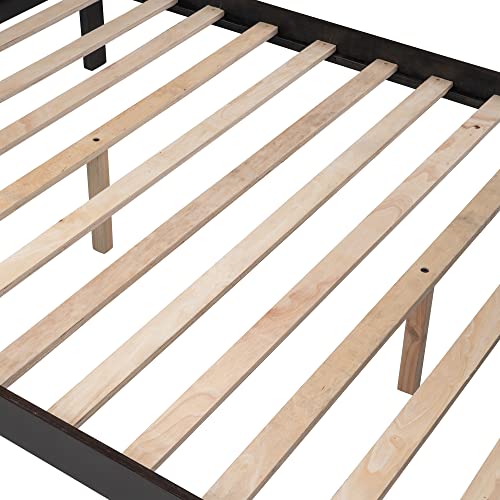 Ball & Cast Twin-Over-Twin Bunk Bed with Twin-Size Trundle and 3 Storage Stairs,Wood Bunkbed w/Full-Length Guardrails,Slat Support