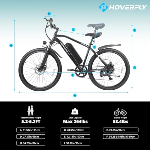 HOVERFLY OUREA 26" Electric Bike for Adults, 750W Peak Motor Mountain Ebike, 20MPH Up to 40 Miles, UL2849 Certified, 7-Speed, Removable Battery