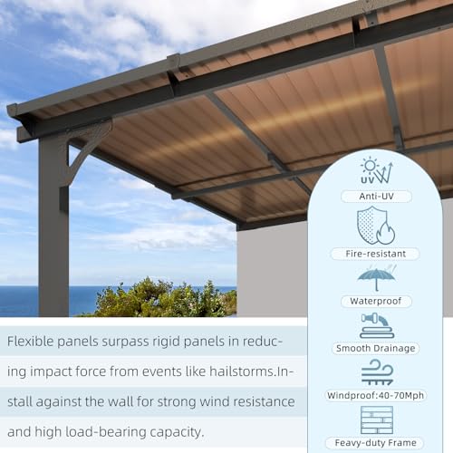 AECOJOY 10&rsquo; x 10&rsquo; Gazebo, Wall Mounted Gazebos Pergola on Clearance, Outdoor Patio Lean to Gazebo Awnings for Deck, Porch