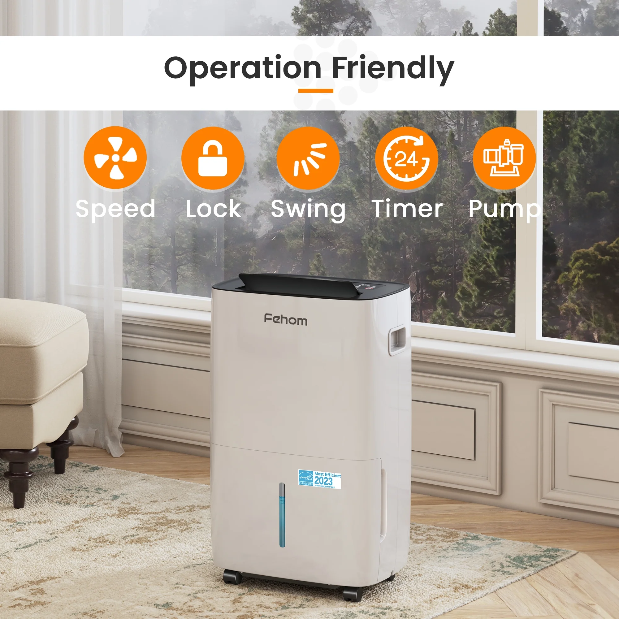 Yaufey 150 Pints Dehumidifier with Pump - 7000 Sq.Ft Dehumidifier for Basement with Drain Hose and 2.03 Gal Water Tank