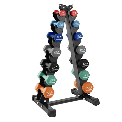 HolaHatha Neoprene Dumbbell Free Hand Weight Set with Rack, Ideal for Home Exercises to Gain Tone and Definition