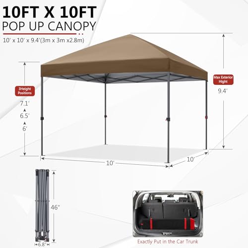 ABCCANOPY Durable Easy Pop up Canopy Tent 10x10, Red