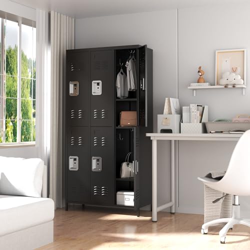 Metal Locker 3 Doors Storage Lockers for Employee,72" Tall Locker with Shelves and Hooks Steel Sports Locker for Office School Office Gym Home Garage
