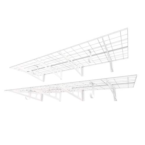 FLEXIMOUNTS 2-Pack 2x6ft Garage Shelving 24-inch-by-72-inch Wall Shelf Garage Storage Rack Floating Shelves, Black