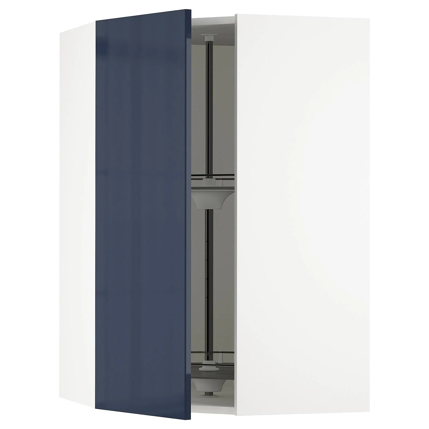 IKEA - SEKTION Corner Wall Cabinet with Carousel, white/J&auml;rsta black-blue, 26x15x40 99282473