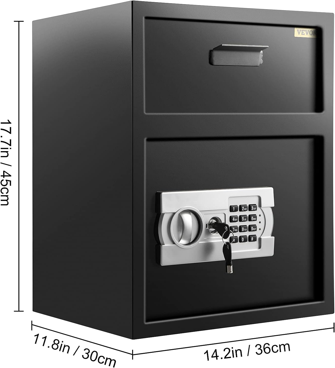 VEVOR Digital Depository Safe 1.7 Cubic Feet Made of Carbon Steel Electronic Code Lock Depository Safe with Deposit Slot with Two Emergency Keys