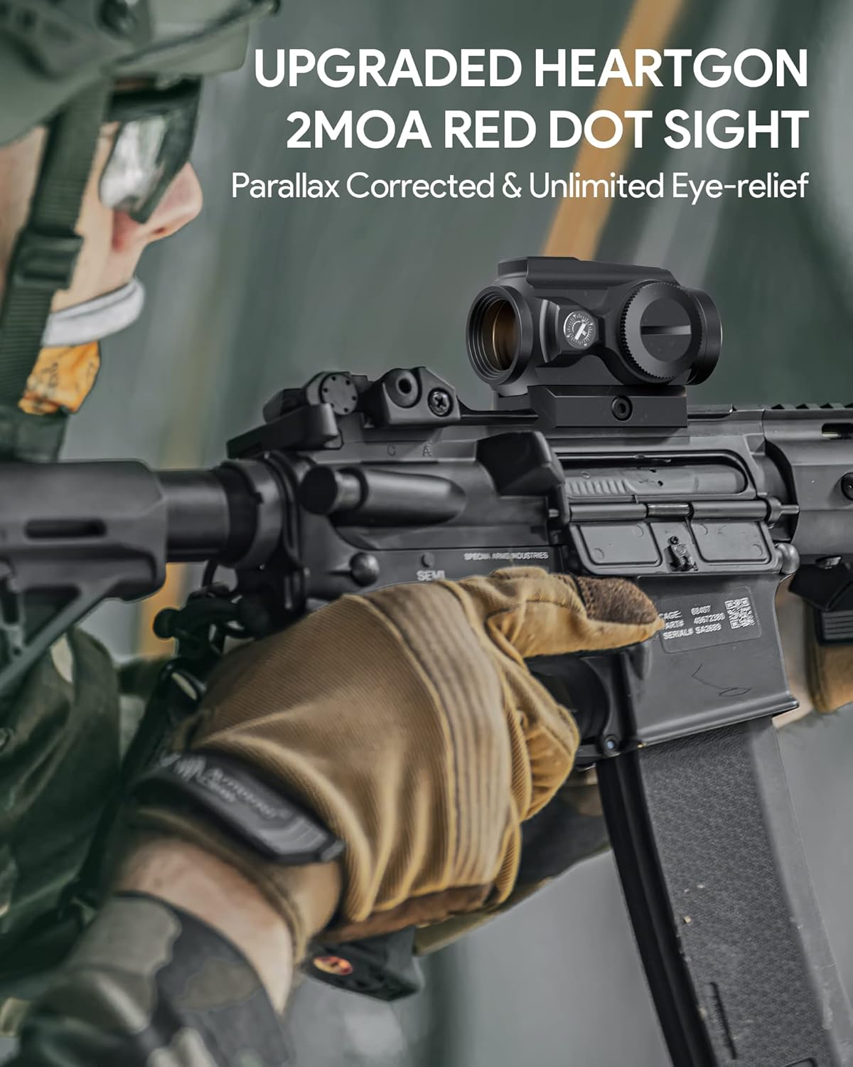 Heartgon Red Dot Sight, 1x21mm 2 MOA Red Dot Scope Auto-Off and Motion Awake with Absolute Co-Witness Riser, 10 Brightness Button Settings